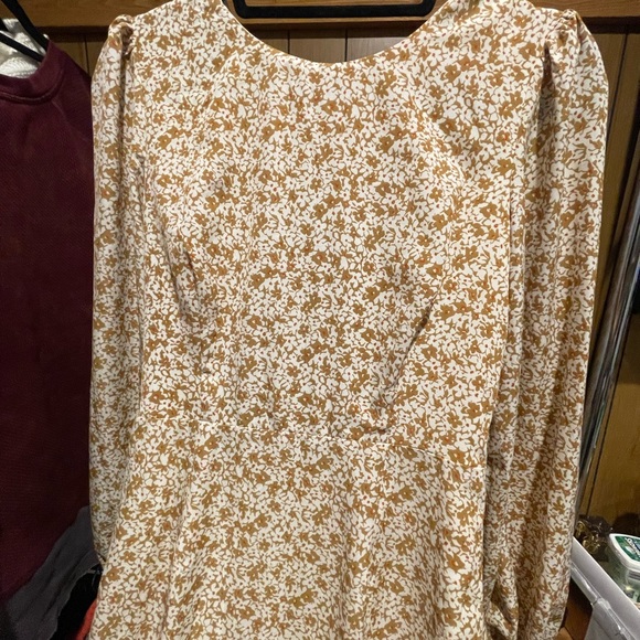 NWT Lush from Nordstrom Honey/Caramel Floral Print, Open Back Midi Dress, Small - Picture 6 of 6